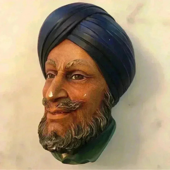Vintage Bossons Chalkware Sikh bust. Amazing painted detail - Picture 2 of 9